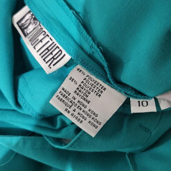 Vintage Together Shirtdress Green Dress Straight Belt Lattice Cutout LionHead 10 - Picture 7 of 14